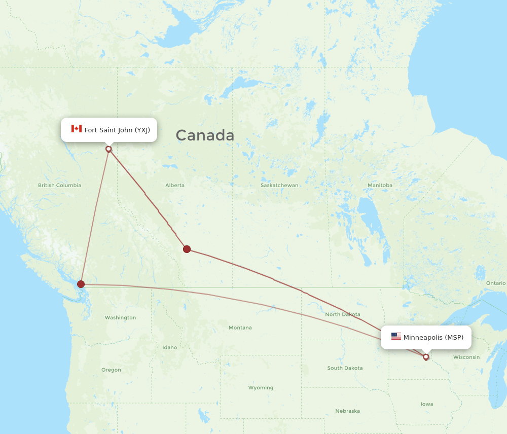 MSP-YXJ flight routes
