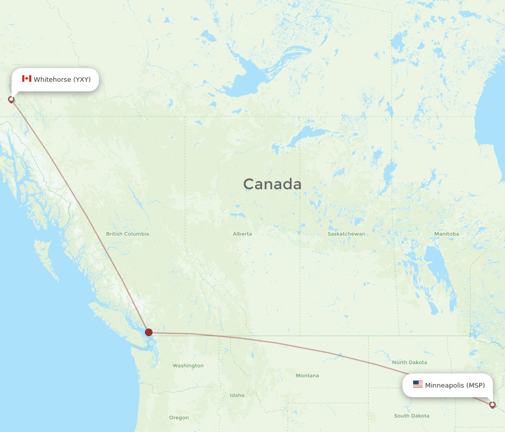 MSP-YXY flight routes