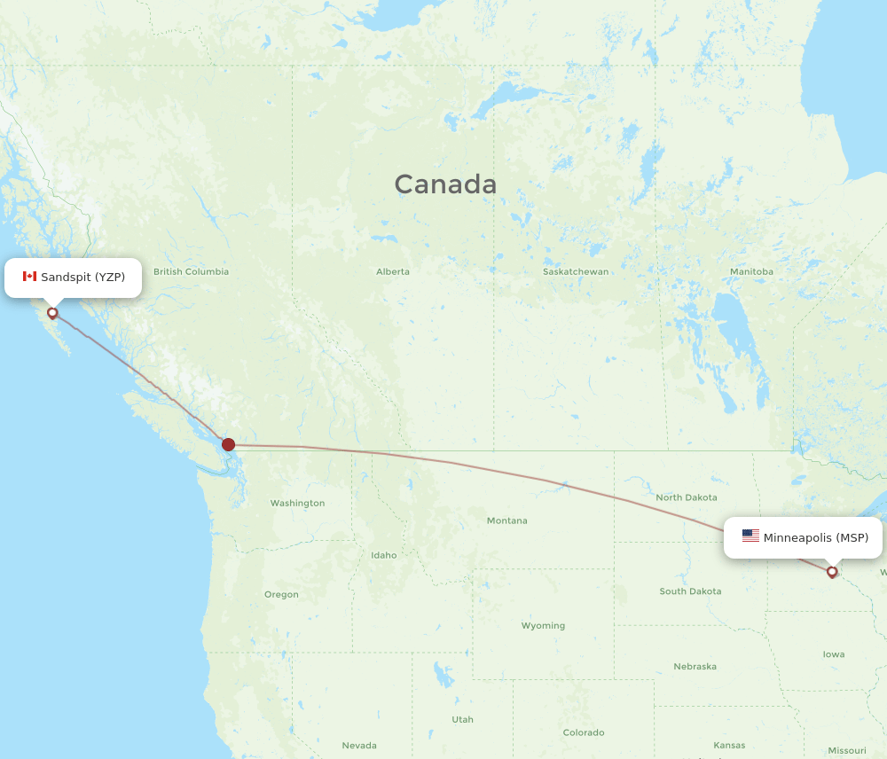 MSP-YZP flight routes