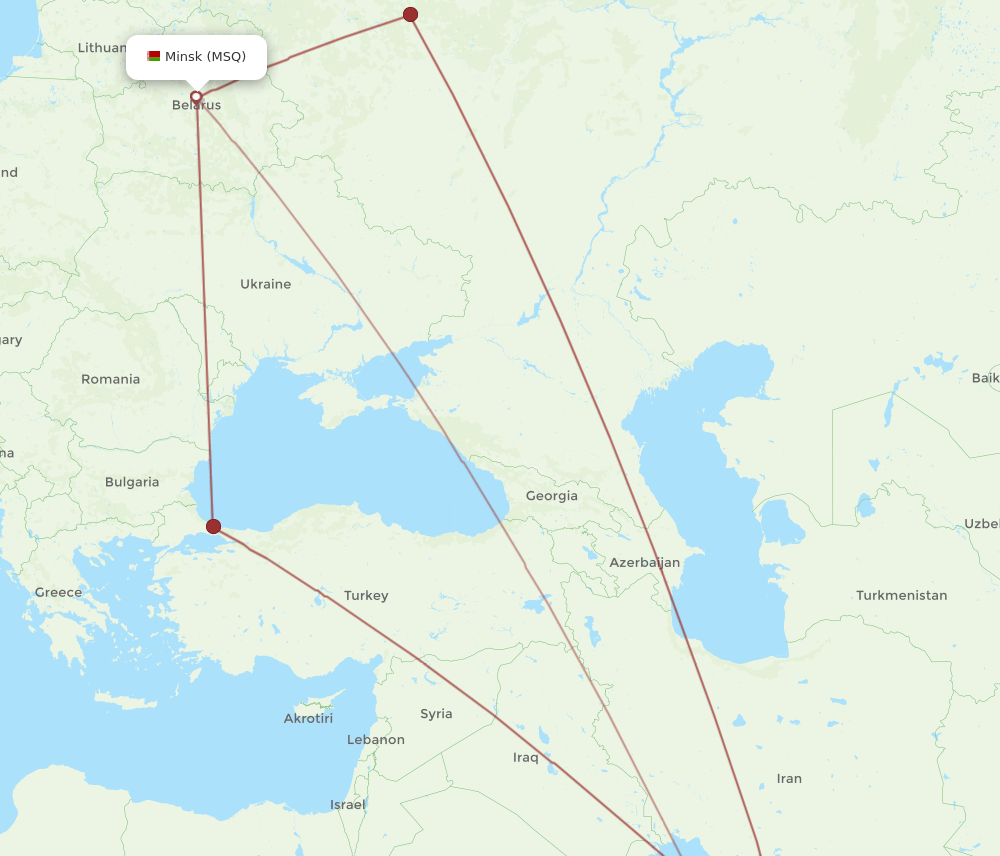 MSQ-AUH flight routes