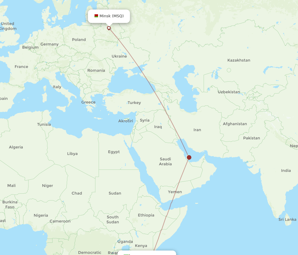 MSQ-DAR flight routes