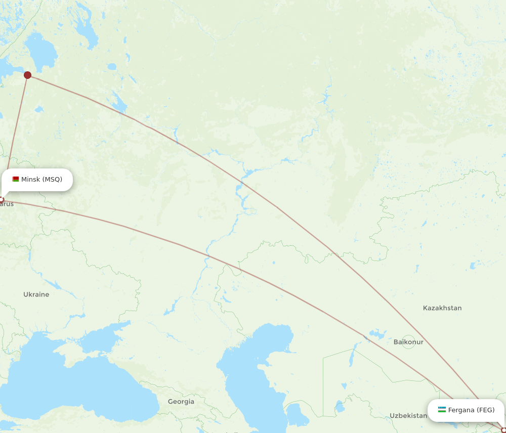 MSQ to FEG flights and routes map