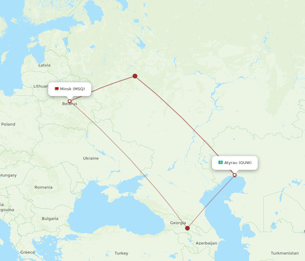 MSQ-GUW flight routes
