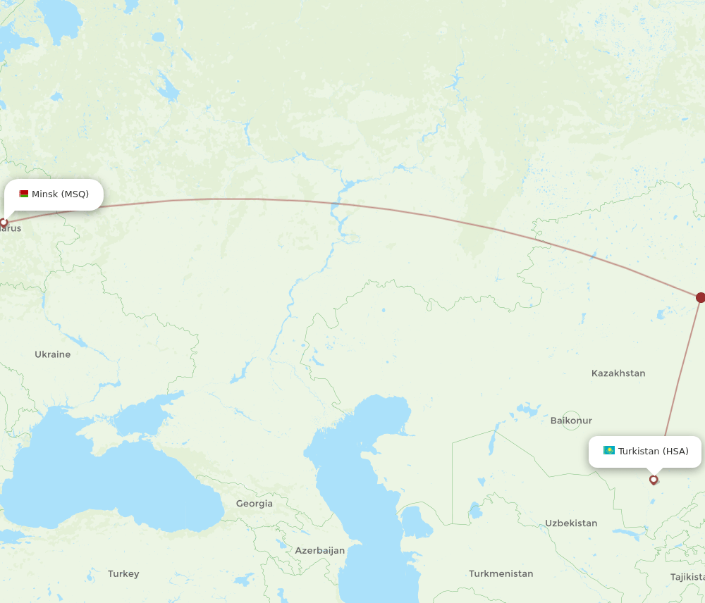 MSQ to HSA flights and routes map