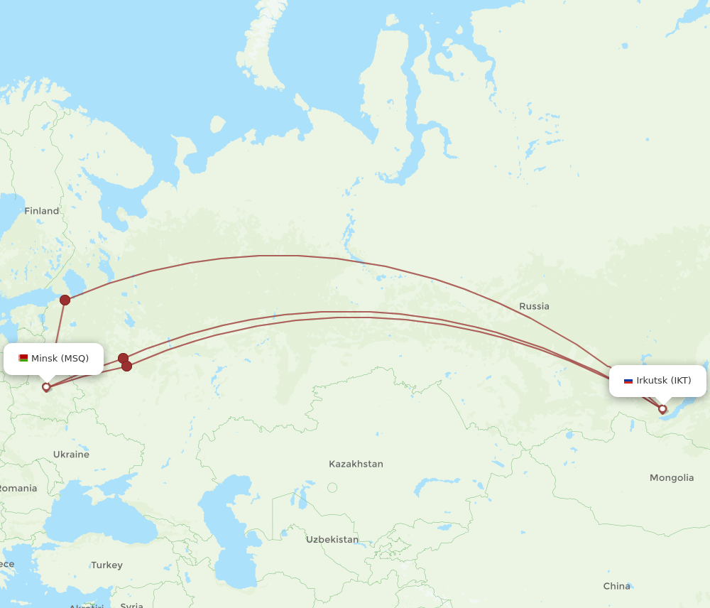 MSQ-IKT flight routes