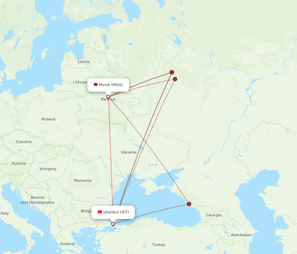 MSQ to IST flights and routes map