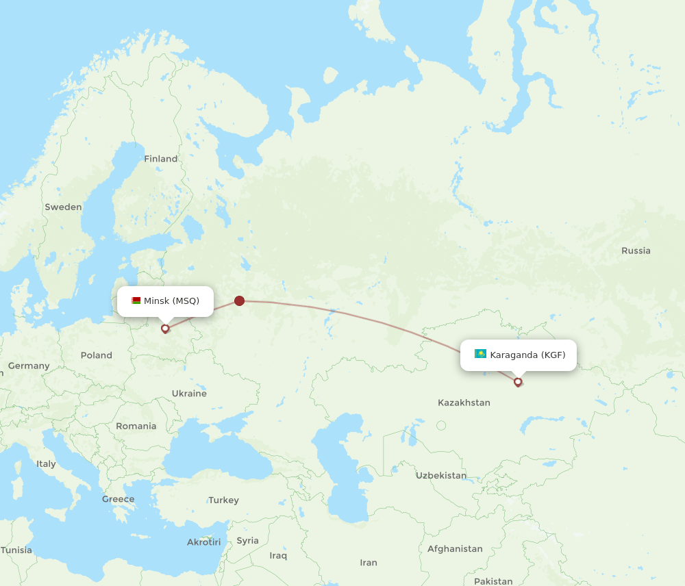 MSQ to KGF flights and routes map