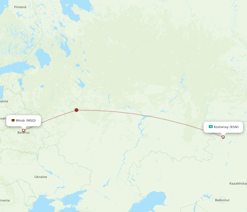 MSQ-KSN flight routes