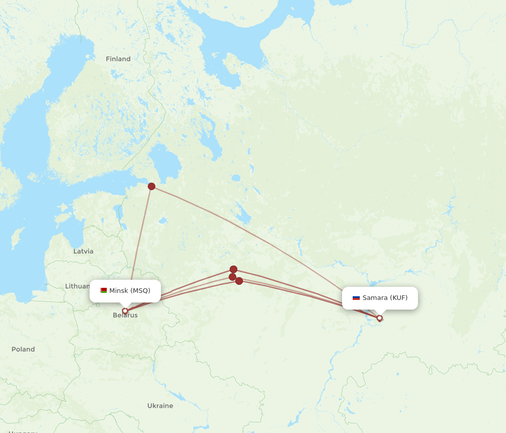 MSQ-KUF flight routes