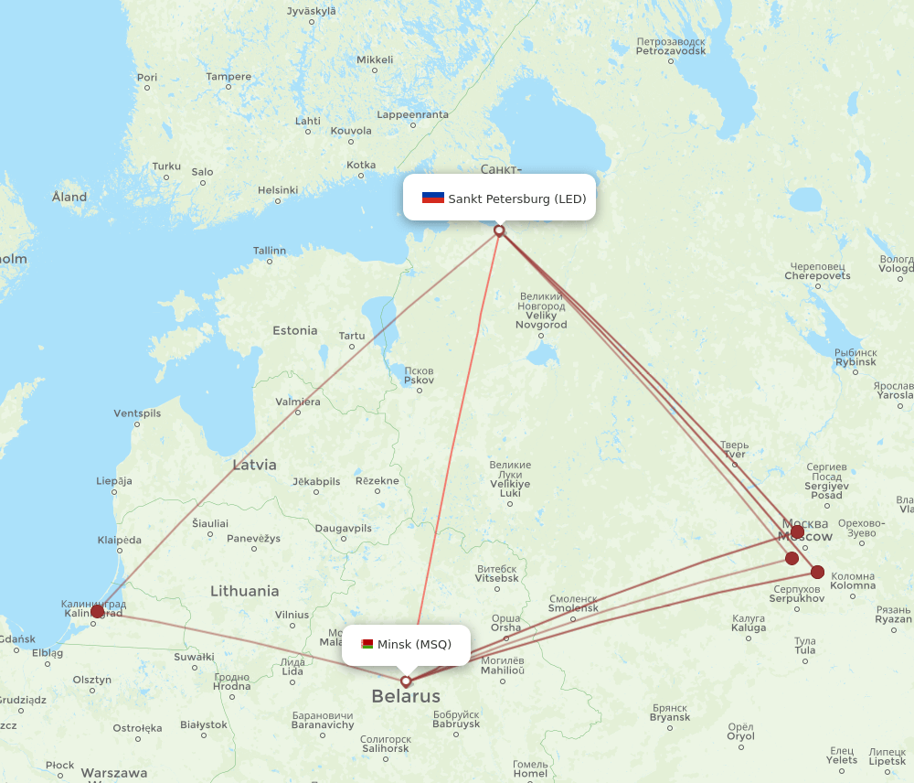 MSQ-LED flight routes