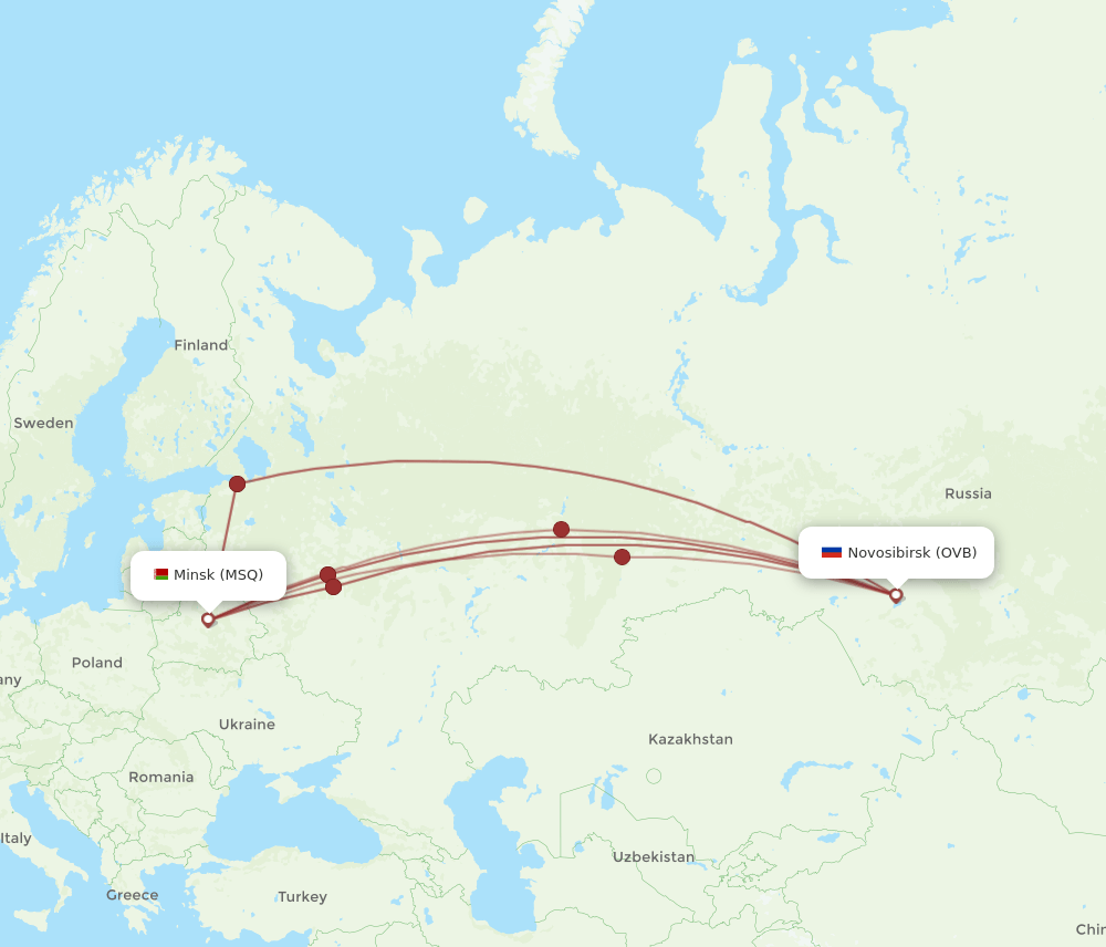 MSQ-OVB flight routes