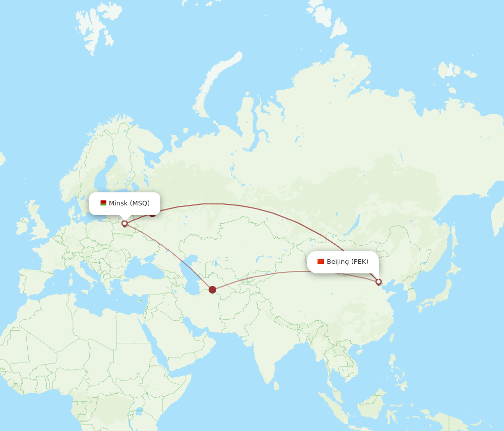 MSQ to PEK flights and routes map