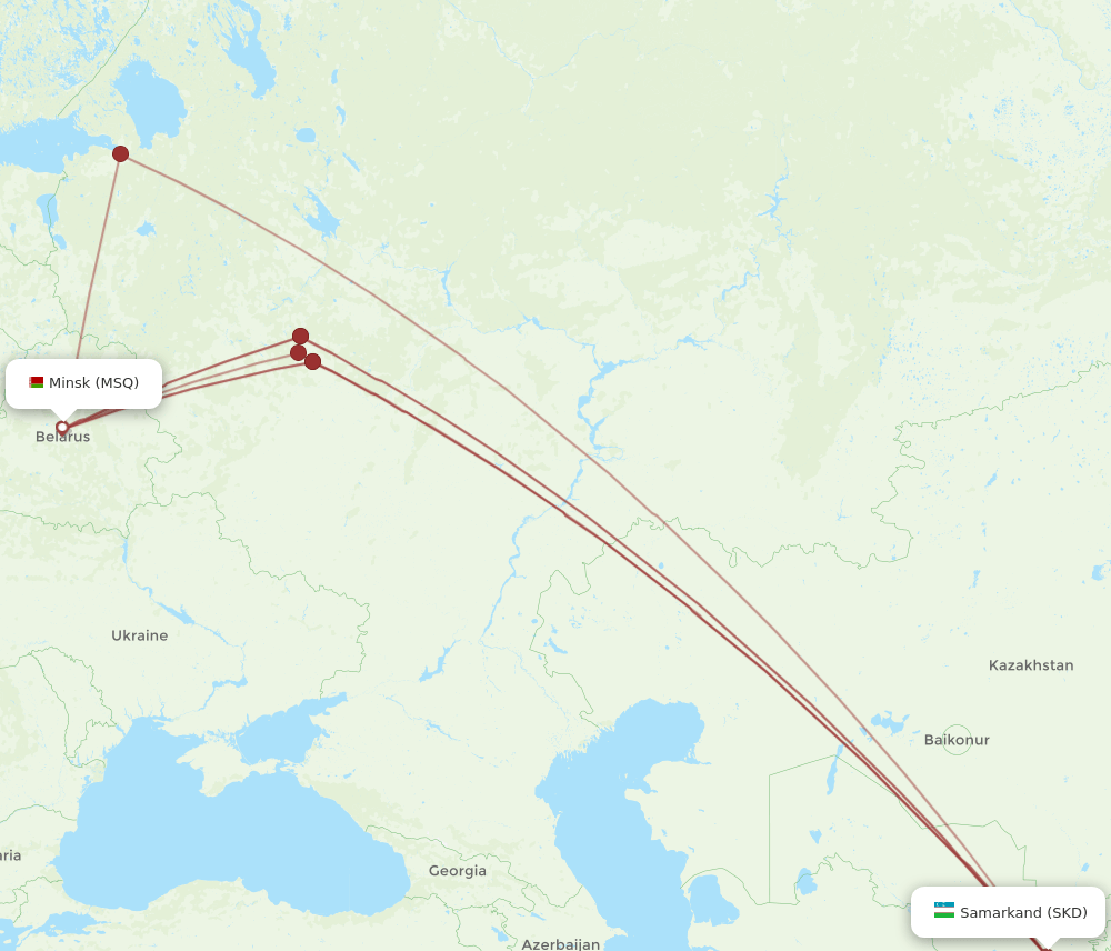 MSQ to SKD flights and routes map