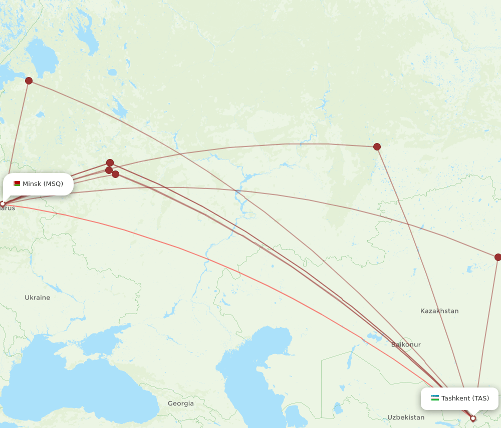 MSQ-TAS flight routes