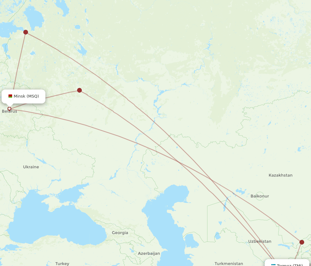 MSQ to TMJ flights and routes map