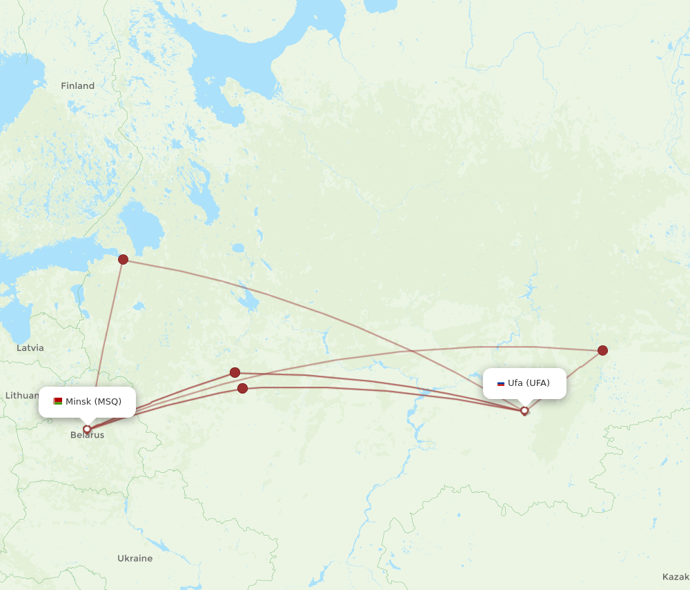 MSQ-UFA flight routes