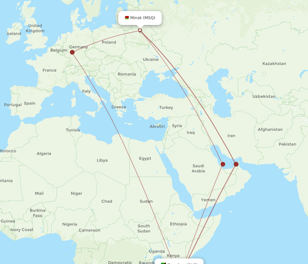 MSQ-ZNZ flight routes