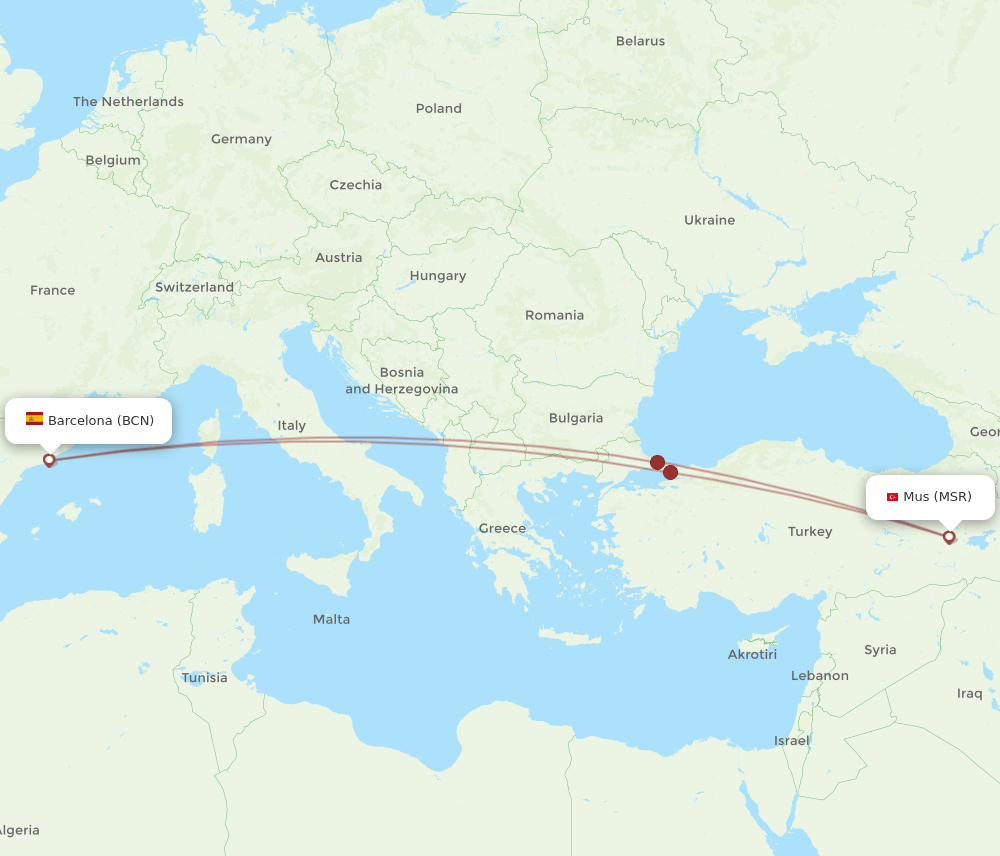 MSR-BCN flight routes