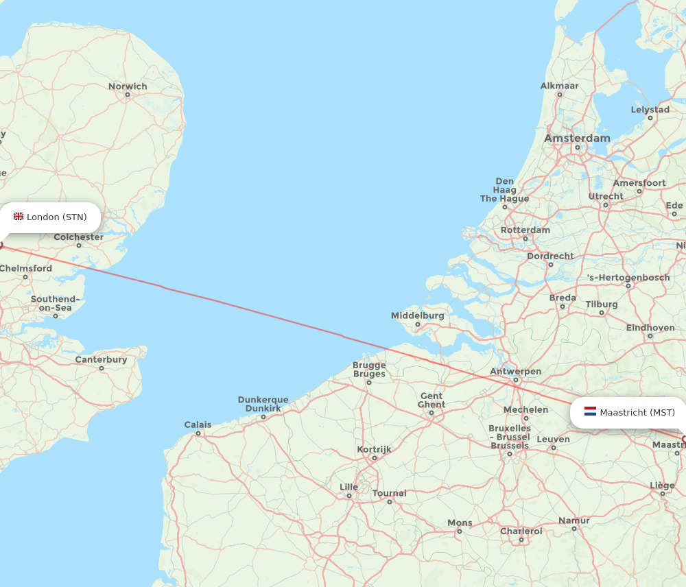 Maastricht - London route map and flight paths
