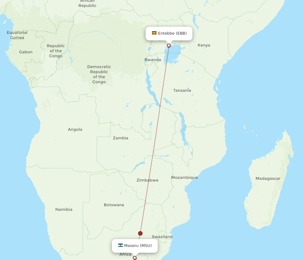MSU to EBB flights and routes map
