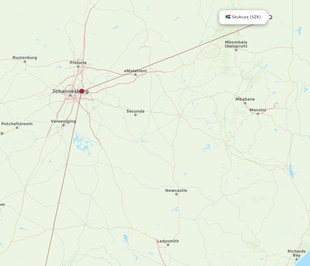 SZK to MSU flights and routes map