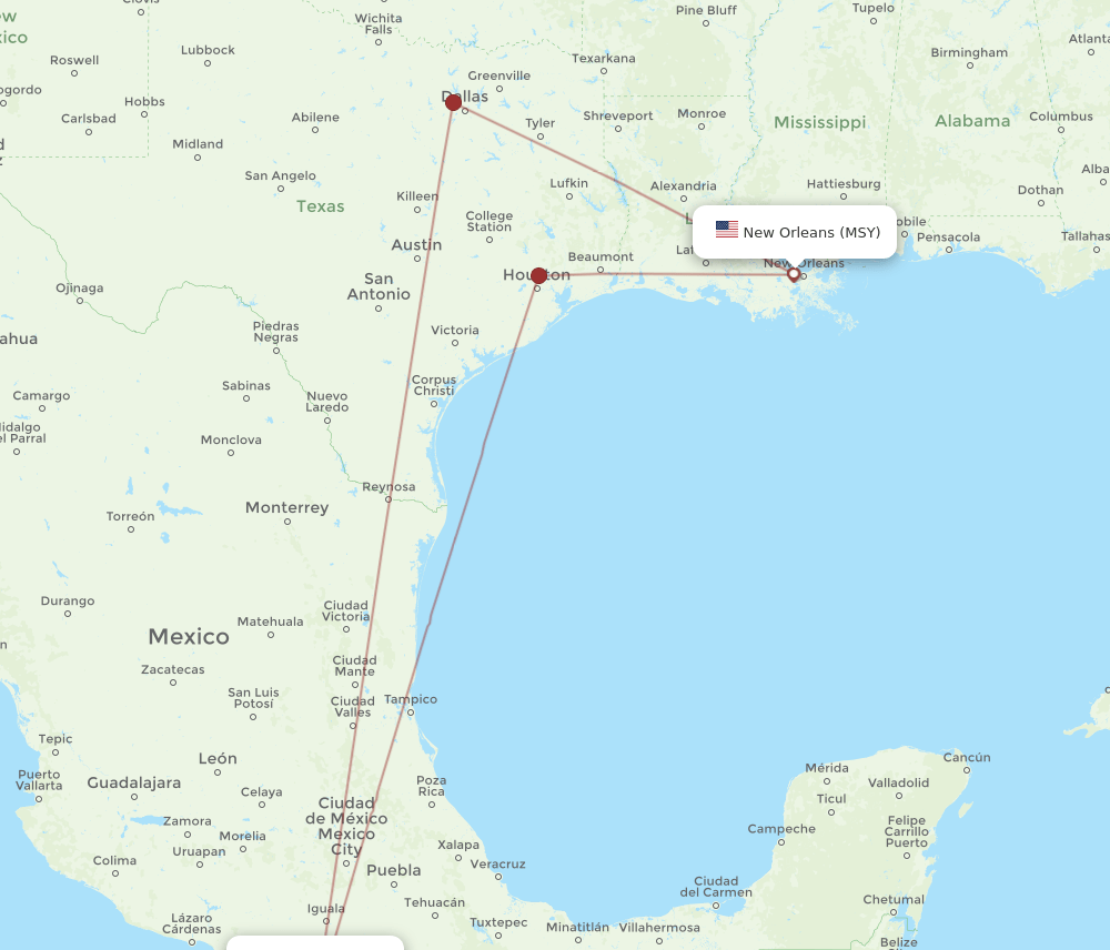 MSY-ACA flight routes