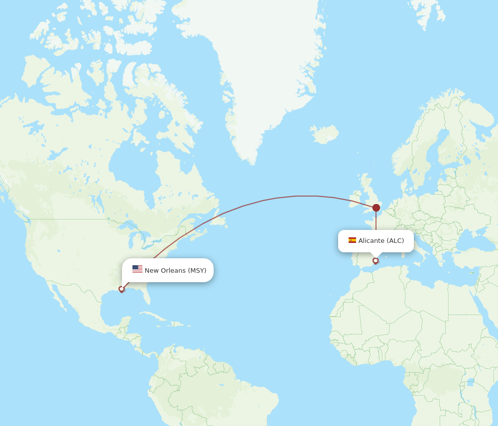 MSY-ALC flight routes