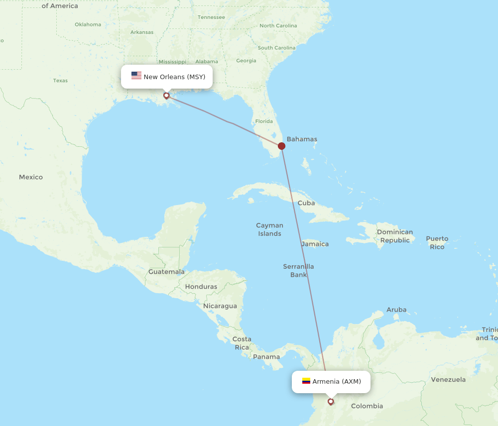 MSY-AXM flight routes
