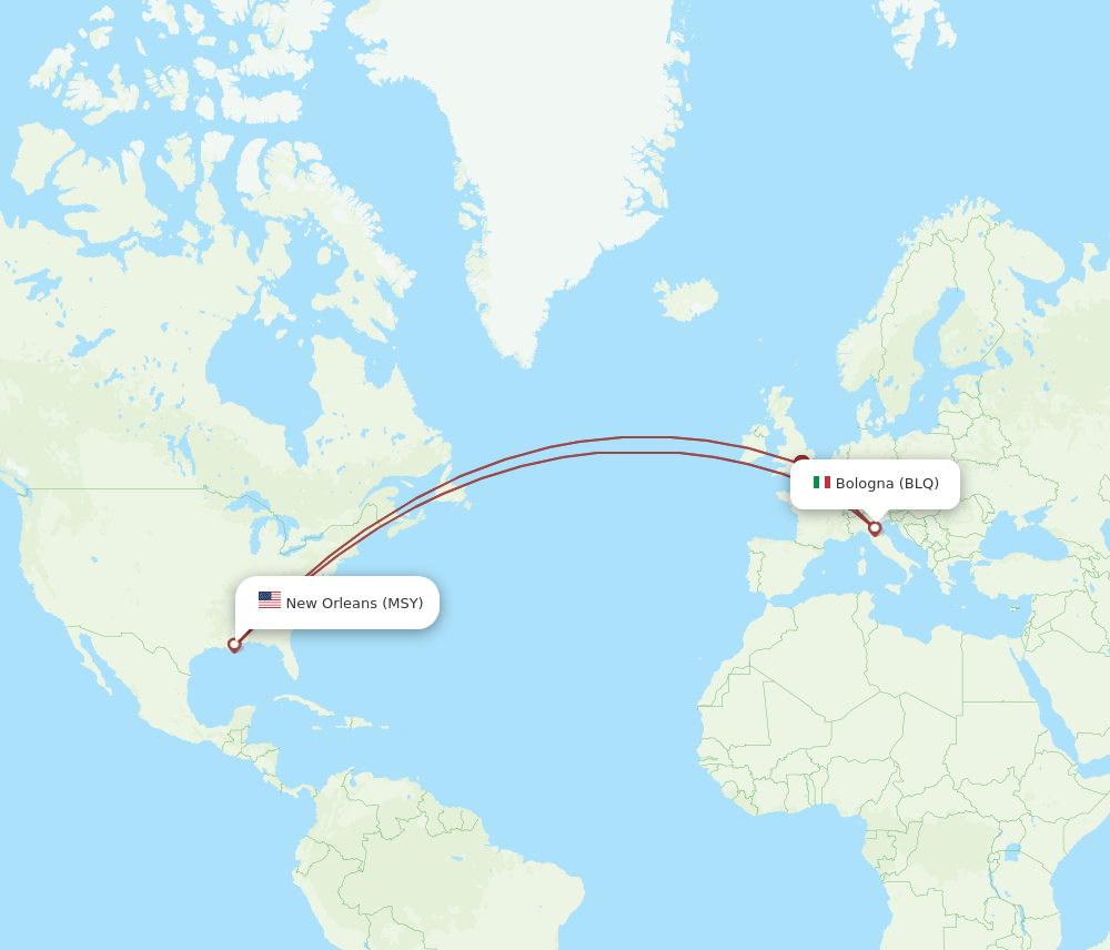 MSY-BLQ flight routes