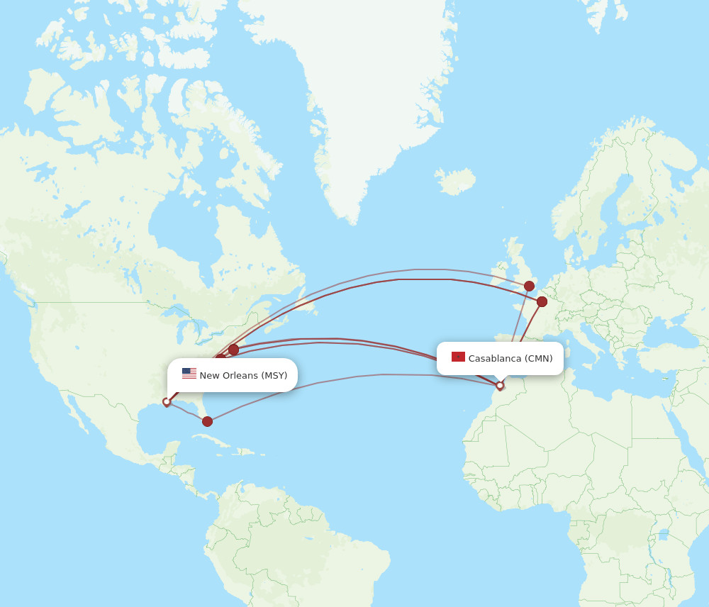 MSY-CMN flight routes