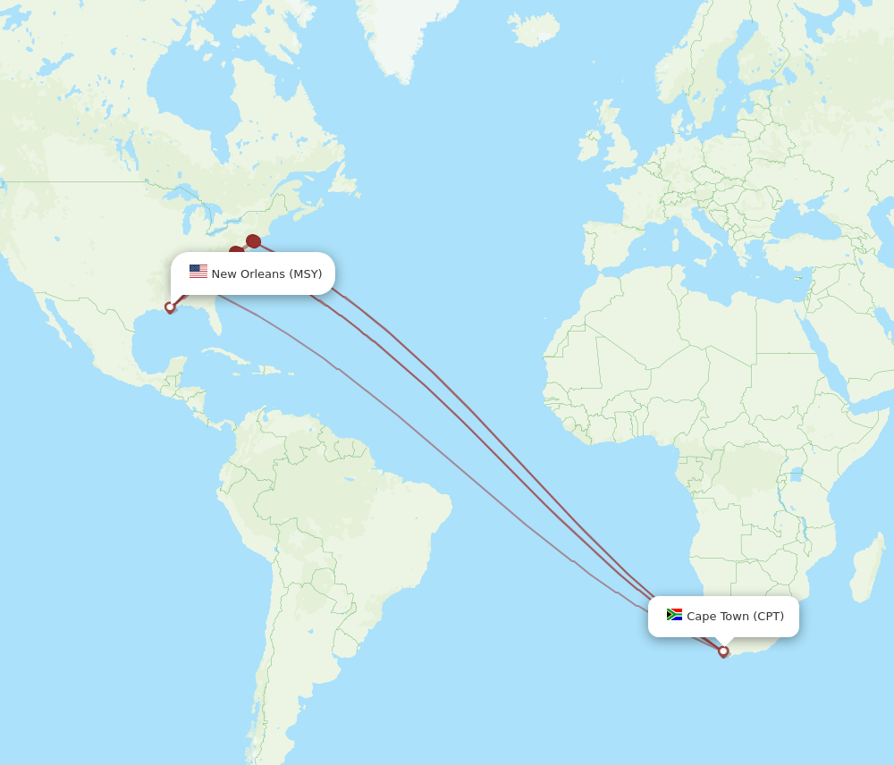 MSY-CPT flight routes