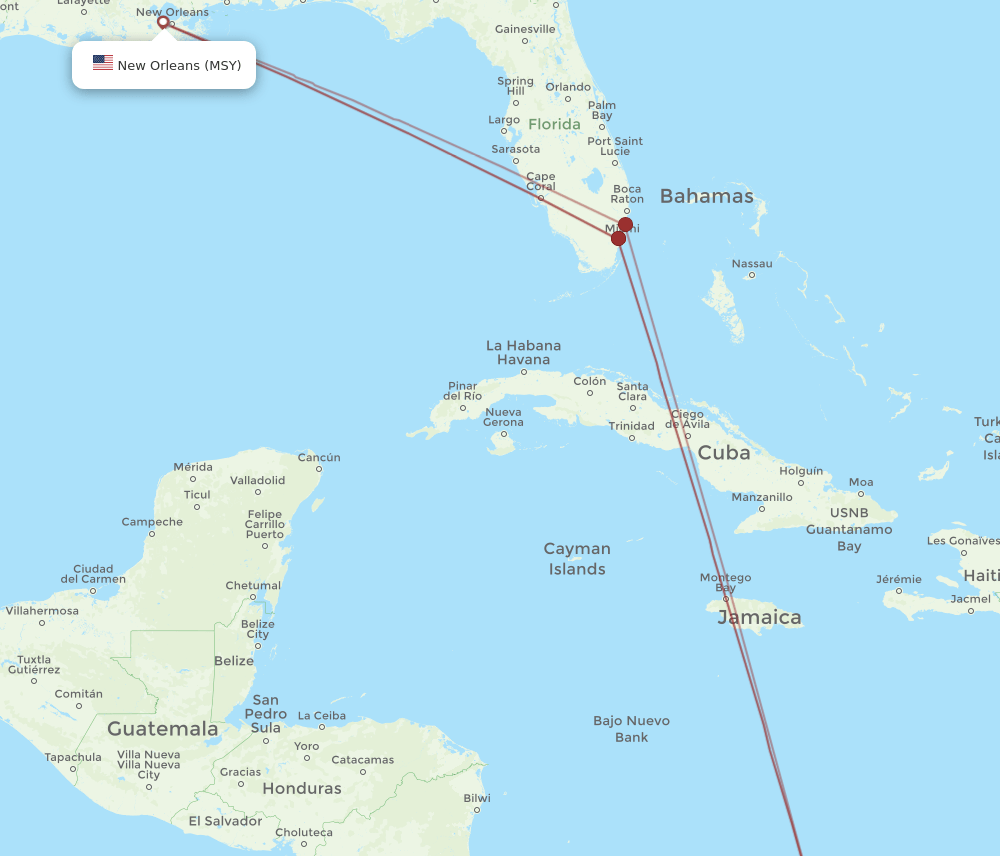 MSY-CTG flight routes
