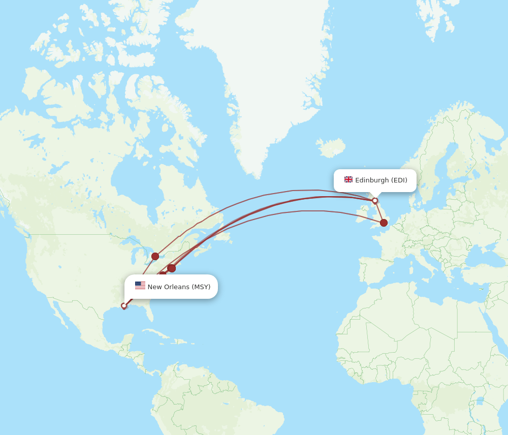 MSY-EDI flight routes