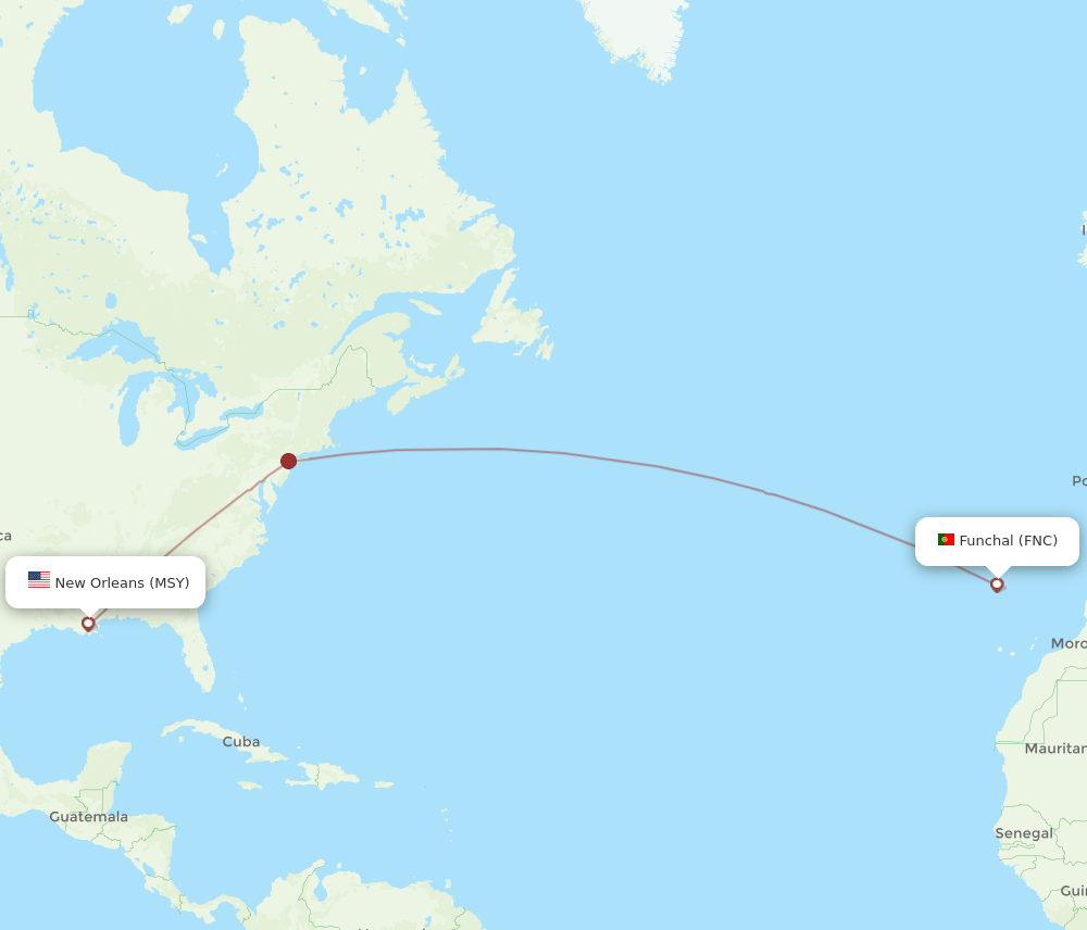 FNC to MSY flights and routes map
