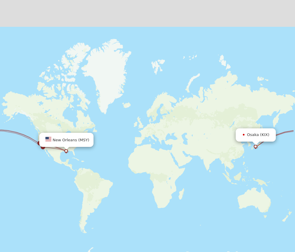 MSY-KIX flight routes
