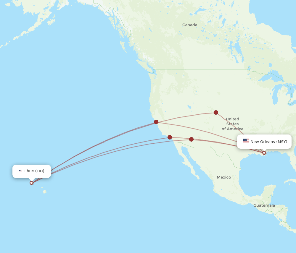 MSY-LIH flight routes