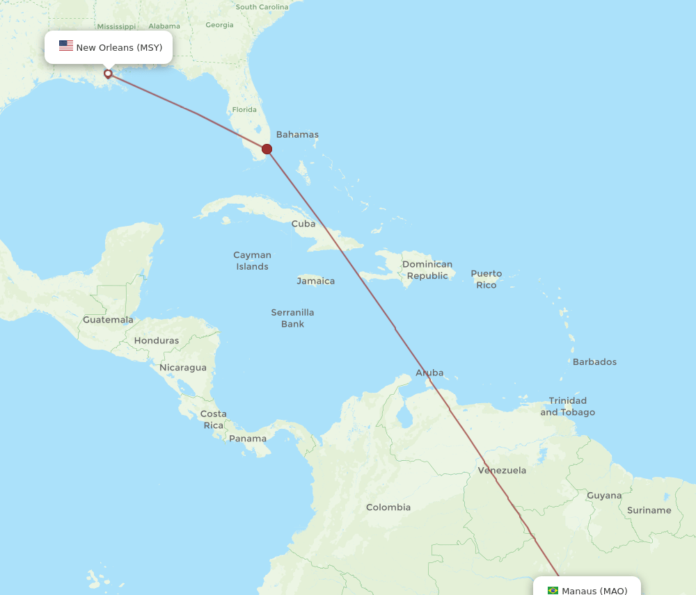 MSY to MAO flights and routes map