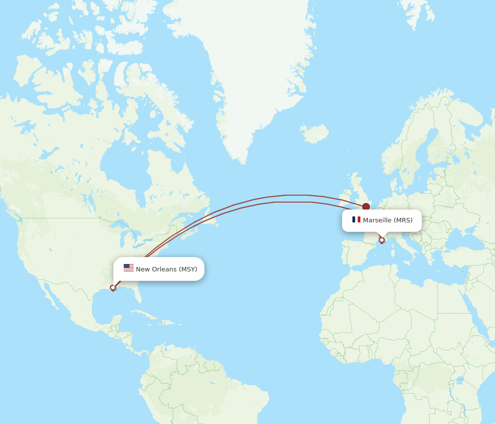 MSY-MRS flight routes