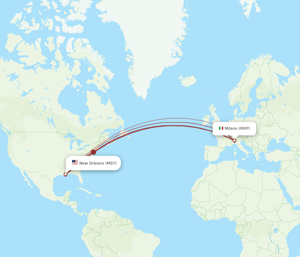 MSY-MXP flight routes