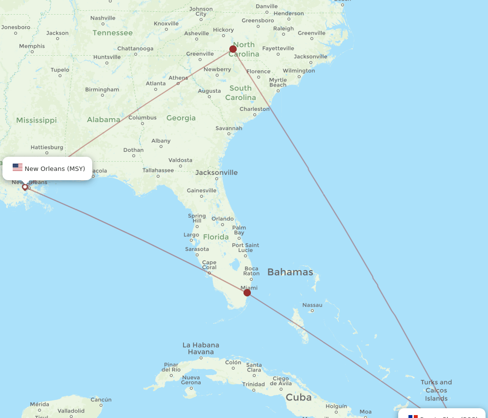 MSY-POP flight routes