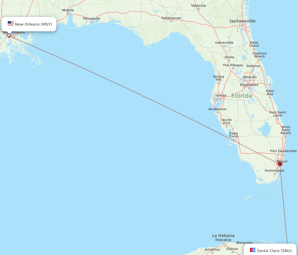 MSY-SNU flight routes