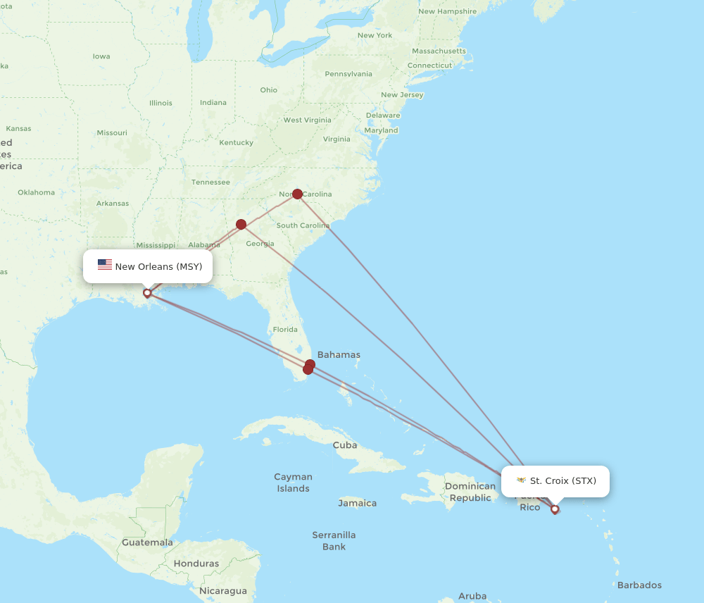 MSY-STX flight routes