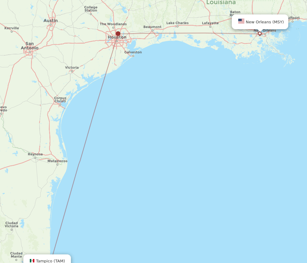 MSY to TAM flights and routes map