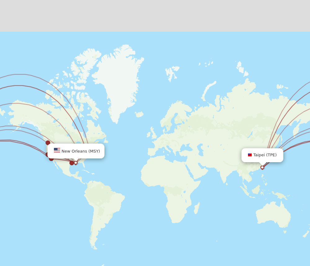 MSY-TPE flight routes