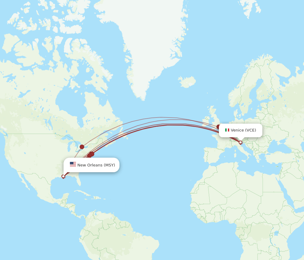MSY-VCE flight routes