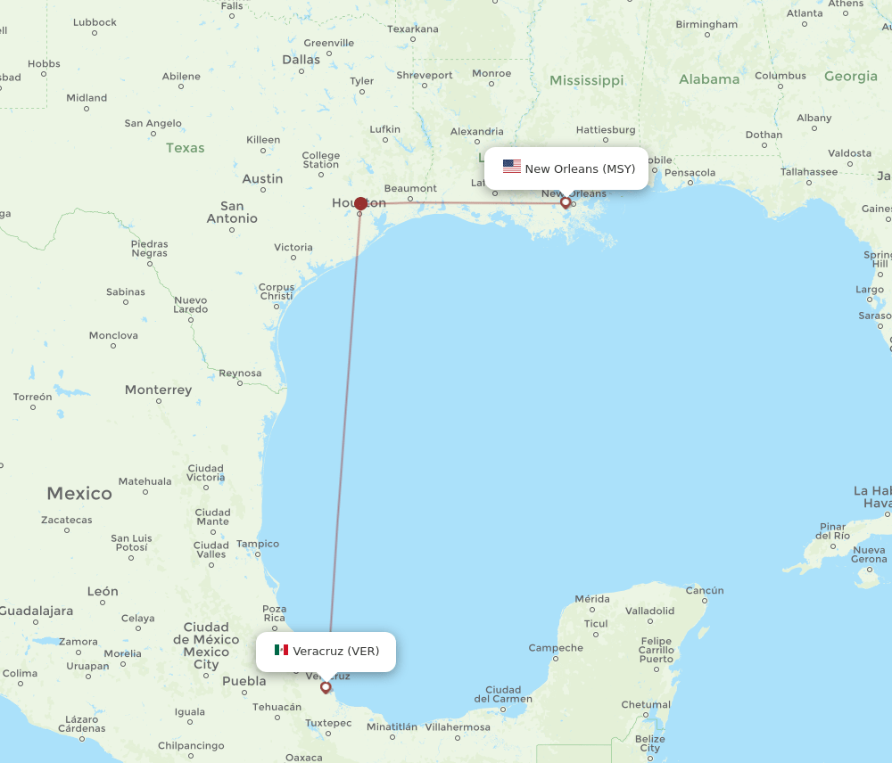 MSY-VER flight routes