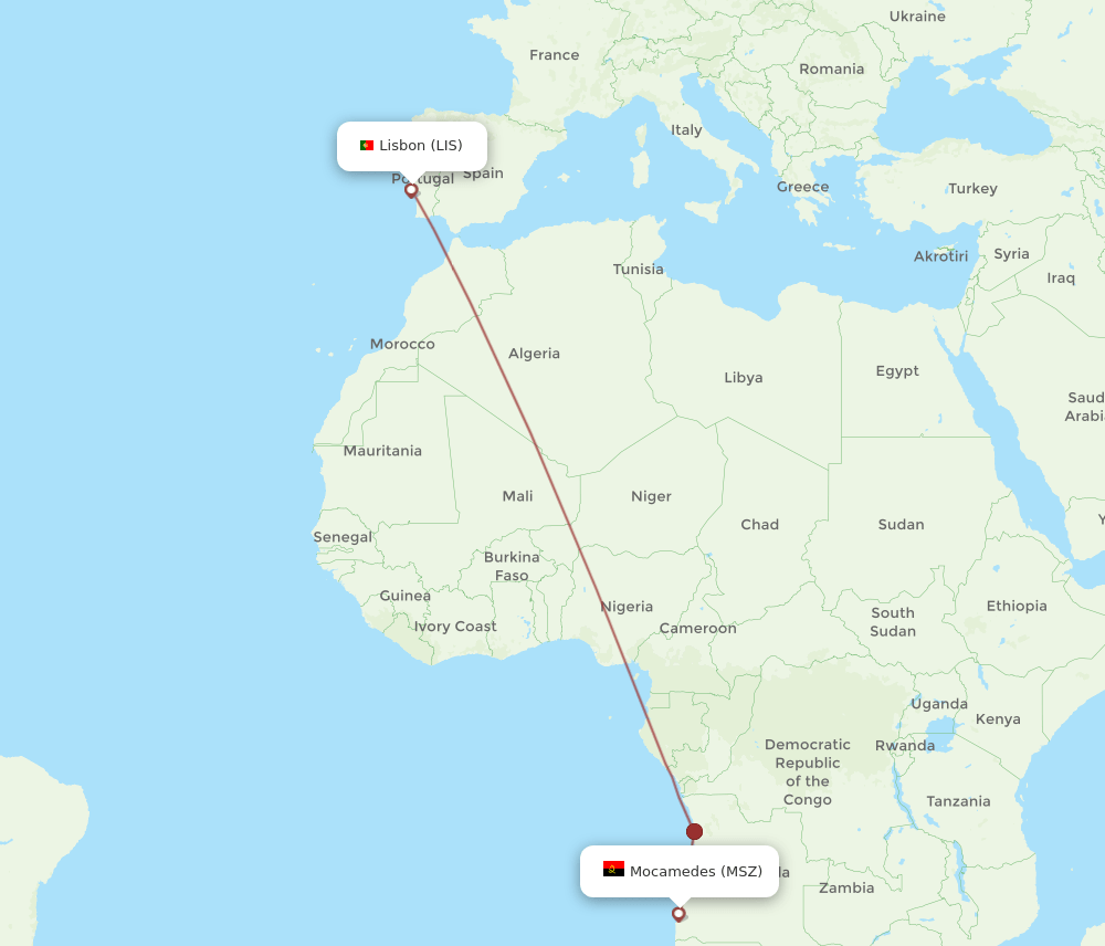 MSZ-LIS flight routes