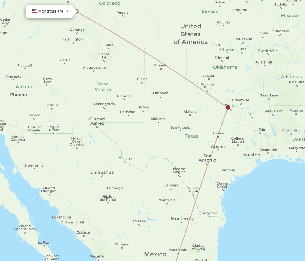 MTJ to BJX flights and routes map