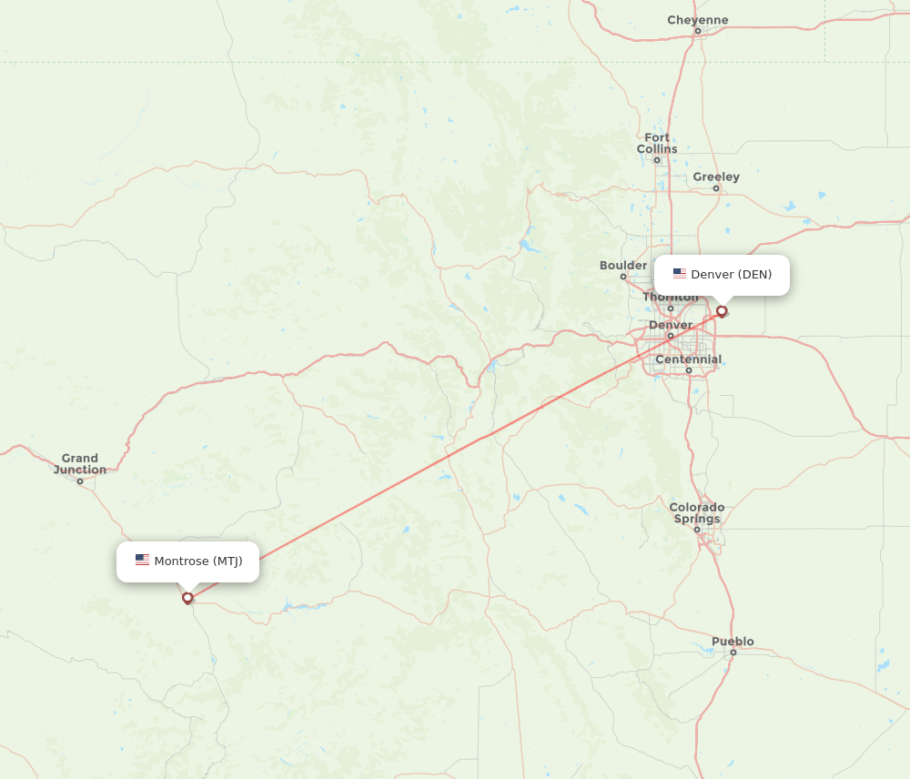 Montrose - Denver route map and flight paths