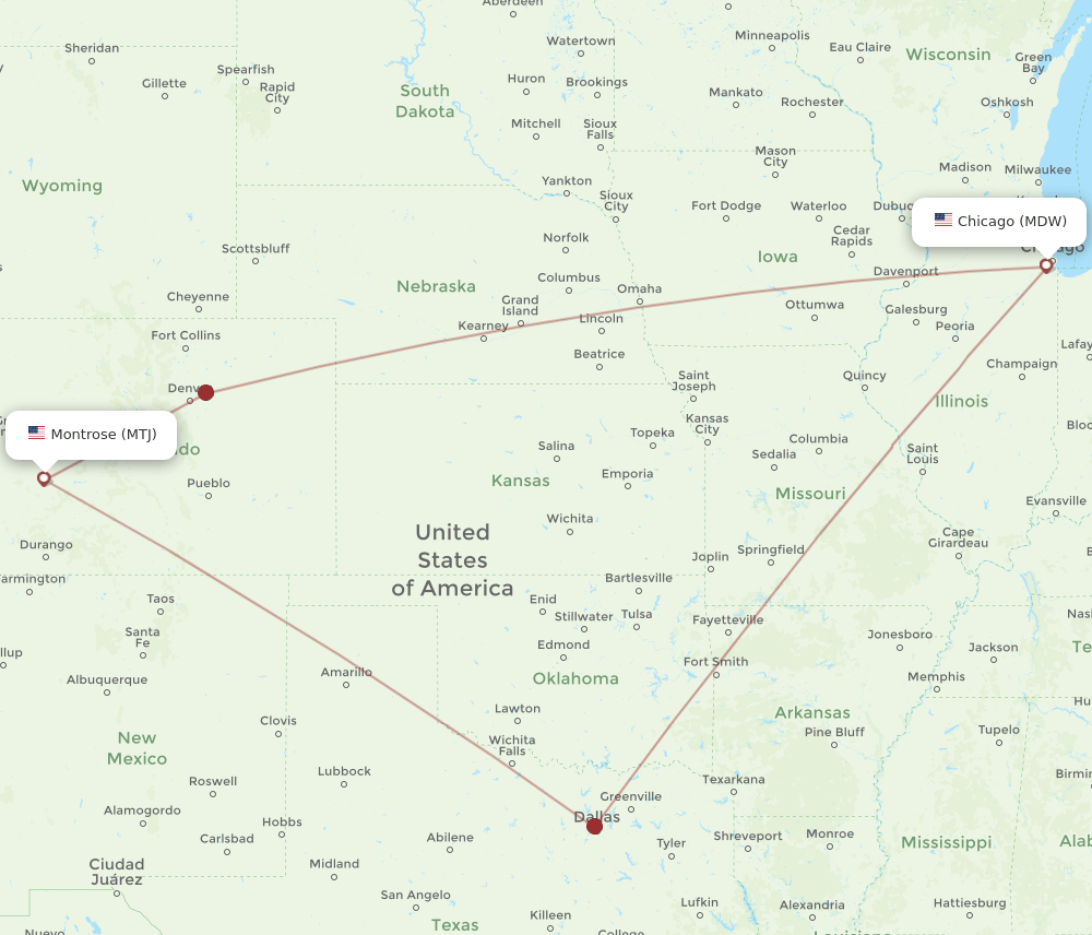 MTJ-MDW flight routes